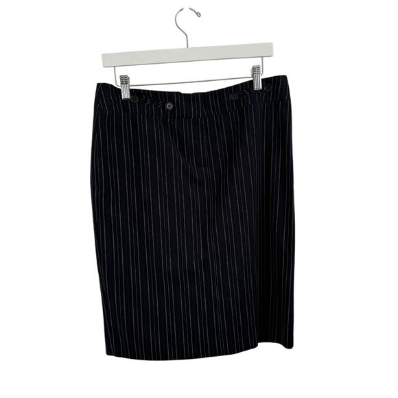 Trina Turk Navy Blue Pinstripe Pencil Skirt Career Business Office Womens Size 8 - Picture 1 of 6